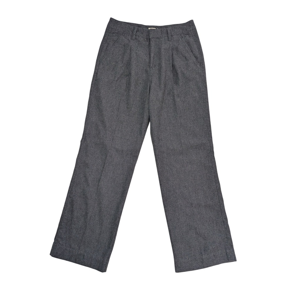 Faherty Rory Pleated Wide Leg Trousers Womens M Charcoal Wool Blend WBH2104
